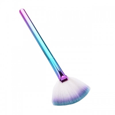 Low Moq Private Label Hair Half Moon Compact Blue Purple Ombre Makeup Brushes