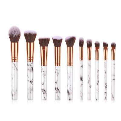 10 pcs Fashion High Quality Marble Plastic Handle Soft Hair Makeup Brush Set