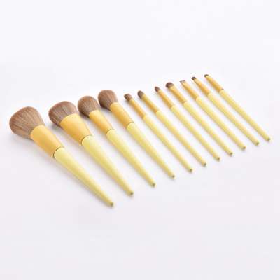 Hot Selling High Quality Yellow Wood Handle Professional Makeup Brush Set